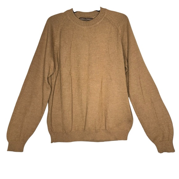 Alpaca Basics 100% Pure Peruvian Alpaca Wool Sweater Size 48 Camel Tan Pullover - Picture 1 of 10